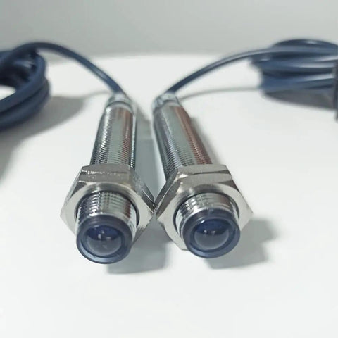 M12 Photoelectric Sensor PNP NO Through Beam Infrared Switch For Automation, 3M Detection Range, 1ms Response, DC 6-36V, IP67, 47.2in Cable
