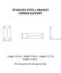 Diagram of Stainless Steel L Bracket Corner Reinforcement For Furniture Easy Install For Cabinets Bookshelves And Wardrobes.