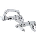 Solid Brass Bar Faucet With Wall Mount And Two Hole Install Drip Free Ceramic Disc Cartridge One Half Inch NPT Connection One Point Eight GPM Flow At Sixty PSI Polished Chrome Finish Classic Traditional Style For Your Home Bar Vibe Setup