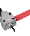 Heavy Duty Metal Sheet Cutter For Electric Drill With Universal 7mm Hex Shank, red handle, shown close-up with cutter head
