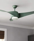 Rock Solid 52 Inch Retro Ceiling Fan With Remote And Bright Leds Dual Voltage Dc 110V 220V Super Slick Quiet Motor Elegant White Blades Perfect For Bedroom, green blades.