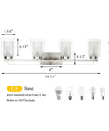 Lit 4 Light Vanity Light With Dual Glass Shades In Brushed Nickel Hardwired Wall Mount Indoor Modern Bath And Kitchen Fixture Dimensions