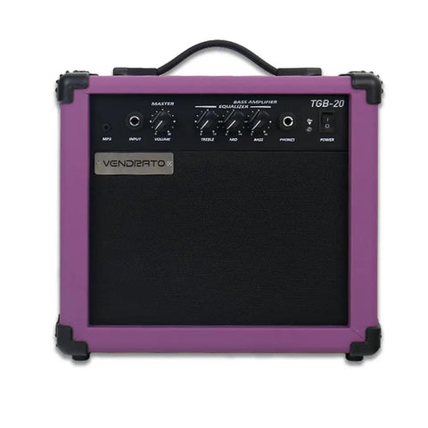Purple 20W Bass Amp Portable Practice Speaker with Six Point Five Inch Driver Aux Input and Headphone Output Front View