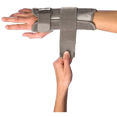 Reversible Wrist Stabilizer With Splint For Men And Women, Adjustable Pain Relief Wrist Brace, Taupe, Size L/XL, worn on left hand