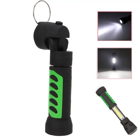 Retractable LED flashlight with magnetic base and hook, dual mode, long throw beam, wide COB camping light for outdoors, 4 AAA