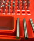 Pin Gauge Set 0.061 To 0.250 Inches, 190 Piece, No Certificate, Pro Grade Build, Fully Hardened 60-62 Rc, Class ZZ Finish, Stacked In A Heavy Duty, Dust Proof Plastic Case With Size Markings For Fast ID And Real Deal Machining Precision.