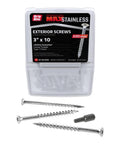 Kick Butt 305 Stainless Steel Star Bugle Head Deck Screws Built For Cedar Siding And Composite Decks 10 Gauge By 3 Inch Length Fasteners in a pack.