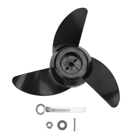 Three Blade Trolling Motor Propeller Replacement for 28Lb 36Lb 46Lb Outboard Motors, 12V 24V, Premium Plastic, Weed Resistant Design, Includes Prop Pin and Nut for Easy Install