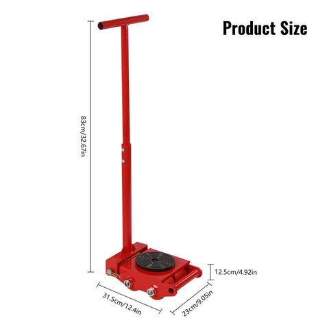 Heavy Duty Machinery Skates With 360 Degree Rotation 6 Ton Capacity 2 Steering Handles And 4 Rollers Dolly product size