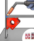 Check Out This Crazy Cool 6Pc Magnetic Welding Fixture Tool For Super Stable Support And Precision Positioning On All Your Soldering Jobs Without Deformation Woes, showing magnetic holder securing metal.