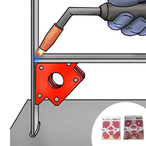 Check Out This Crazy Cool 6Pc Magnetic Welding Fixture Tool For Super Stable Support And Precision Positioning On All Your Soldering Jobs Without Deformation Woes, showing magnetic holder securing metal.