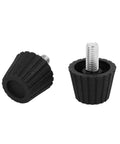 Heavy Duty Adjustable Furniture Glides And Leveling Feet With Nonskid Floor Pads For Home Office Chairs Tables And Couches Quick Straight Forward Setup Slick Smooth Glide Grip Tight Solid Hold 8MM Screw 80 Piece Set Black, showing rubber leveling feet with threaded screw.