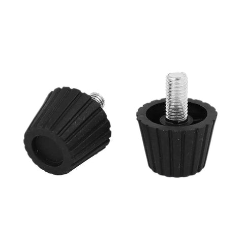 Heavy Duty Adjustable Furniture Glides And Leveling Feet With Nonskid Floor Pads For Home Office Chairs Tables And Couches Quick Straight Forward Setup Slick Smooth Glide Grip Tight Solid Hold 8MM Screw 80 Piece Set Black, showing rubber leveling feet with threaded screw.