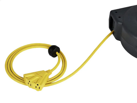 Heavy Duty Retractable Extension Cord Reel 40 Ft 12 AWG SJT Cable Pro Grade Industrial Power Cable With Triple Tap Outlets