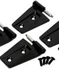 Door Hinge Set For Jeep Wrangler JK 2007 And Up, Premium Bolt On, High Gloss Black Powder Coat Finish, with screws and washers shown