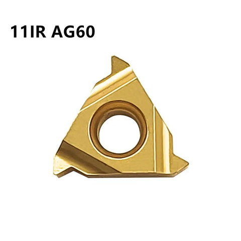 View of single 11IR AG60 carbide insert from External And Internal Threading Carbide Inserts Set 11ER AG60 And 11IR AG60 For Lathe Tools.