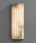TTBDDDYH LED Light Source Indoor Wall Light, Nordic Minimalist Style Wall Sconce, 11.8 Inch Natural Alabaster Wall Lamp on grey wall.