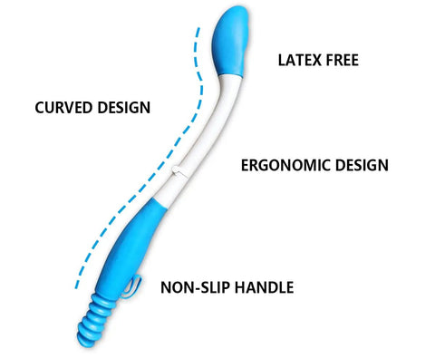 Foldable Butt Wiper Tool With Long Reach Self Wipe Assist Wand Portable Toilet Aid For Limited Mobility showing curved, ergonomic design