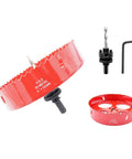 6 Inch Hole Saw Kit with Heavy Duty A2 Mandrel for drilling wood, aluminum, PVC; includes bimetal saw, mandrel, hex key