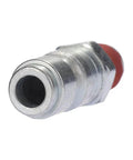 Top Shelf Zinc Plated Steel Air Plug Set 3/8 Inch Core 1/4 Inch Mnpt Male Thread Two Piece T Block Splitter 300 Psi Max Pressure close-up view.