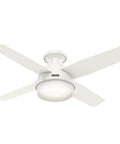 44 Inch Indoor Ceiling Fan With LED Light And Remote Control Cool Sleek White Finish Low Profile Flush Mount Four Blades Quiet Breeze