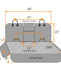Diagram of Waterproof Dog Car Seat Cover With Side Flap for Cars Trucks SUVs showing dimensions and features