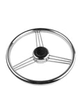 340mm Marine Steering Wheel For Speedboats With Hydraulic Servo System, 316 Stainless Steel Yacht Hardware, Rustproof Mirror Finish, Easy Install