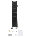Badass Expandable Folding Security Gate 51 By 36 Inch Black Rugged Steel Diamond Grid Door with accessories.