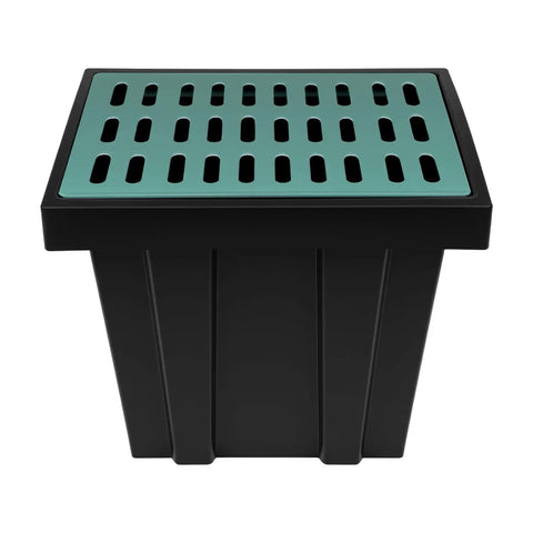 Square Catch Basin With Fiberglass Grate And Debris Basket 26x18x24 Inch Large DIY Rainwater Drain Basin for Yard