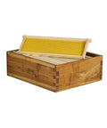 Medium 10 Frame Wax Dipped Fir Wood Langstroth Honey Super with Dovetail Joints showing frame detail and wood finish