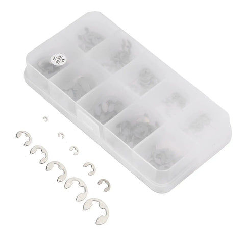 120 Piece External E Clip Circlip Retaining Ring Set Stainless Steel For Quick Fixes And DIY Projects One Point Five Mm To Ten Mm Range