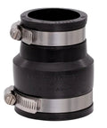 Flexible PVC Reducing Pipe Coupling 2 Inch To One And A Half Inch For Cast Iron And Plastic Plumbing Connections Two Pack With Easy Install And Leak Proof Fit And Fifty Year Service Life black reducer coupling with stainless steel clamps