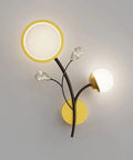 Top Shelf Modern Wall Sconce Packed With Crystal Trim And Slick Three Color Dimmable Lighting For Master Bedrooms Living Rooms And Hallways Wire Drawn Metal Body, featuring circular and spherical lighting with crystals.