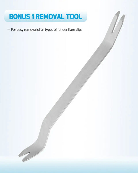 Bonus removal tool for easy removal of fender flare clips, designed for efficient use with 70Pcs Drop Straight In Fender Flare And Rocker Panel Moulding Clips For Gmc Chevy Sierra.