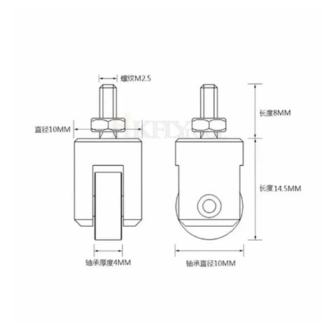 Digital Caliper, Micrometer Dial Indicator Wheel Probe Steel Tip M2.5 technical drawing showing dimensions and details.