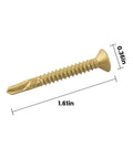 Number 10 X 1 5/8 Inch Reamer Tek Screws Self Drilling Wood To Steel Fasteners With Torx Star Drive Head, 1.61in long.