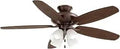 52 Inch LED Ceiling Fan With Frosted Opal Glass Diffuser For Soft Illumination High Performance Motor Delivers Quiet Strong Air Flow