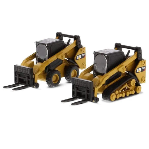 1 64 Scale Cat Skid Steer Loader And 297D2 Compact Track Loader Set With Diecast Metal Construction Clear Cab Windows Interchangeable Accessories