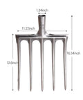 5-Tine Garden Fork Head Replacement For Spading And Digging, Heavy-Duty Manganese Steel With Rust-Resistant Coating, dimensions shown