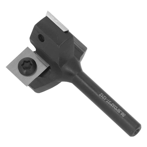 Premium 1/4 Inch Shank Router Bit With Anti Backlash Design And Three Carbide Inserts For Smooth CNC Woodworking, side view showing carbide inserts.