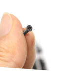 Close-up of a single countersunk round screw from the Two Piece Miniature Screw Set With Countersunk Round Screws, DIY Friendly for glasses