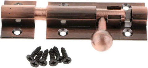 WUUWCHODC Sliding Barrel Bolt Door Lock Gate Latch Heavy Duty Security in bronze finish, includes screws for easy installation.