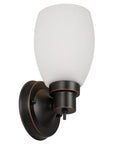 Oil Rubbed Bronze Wall Sconce With Frosted Glass Shade Dimmable Twist On Off Switch Up Or Down Mounting Ideal For Hallways Foyers Compact