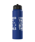 Blue insulated stainless steel water bottle for sailplane pilots and glider fans keeps drinks ice cold during thermals and soaring flights