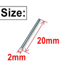 2mm x 20mm metal dowel pin for wood furniture, showing dimensions, part of 100 Pack 2mm By 20mm Dowel Pins Metal Dowel Pins M2 For Wood Furniture Shelves 304 Stainless Steel Shelf Pegs Bunk Bed Pegs With Precision Ground Tolerance ASME Compliant Fine Fit