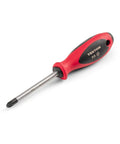 No. 3 Phillips Screwdriver With 4 Inch Shank, Beefy Ergonomic TriLobe Handle And Soft Overmold Grip, shown diagonally.