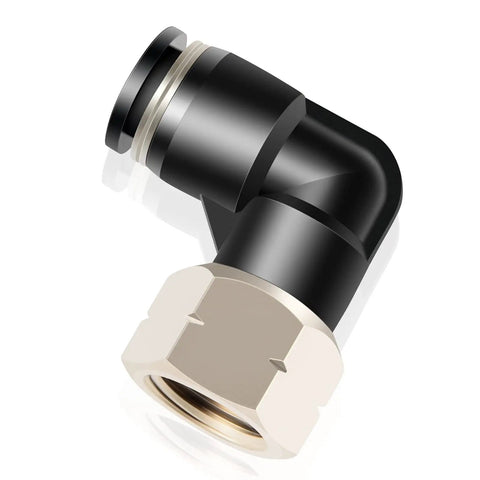 Quarter Inch Tube OD To Quarter Inch NPT Thread Female Elbow Push To Connect Fittings 90 Degree Heavy Duty Pneumatic Copper And Plastic