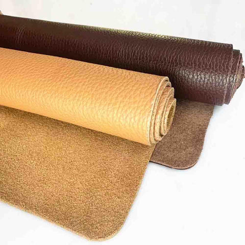 Rock Solid Wide Flat Leather Straps, Knockout Full Grain Cowhide Hide Sheet In Warm Brown Red, 39 By 39 Inches featuring rolled leather sheets and matte finish.