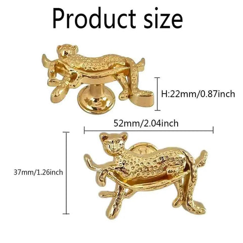 Gold Leopard Drawer Knobs 4 Piece Set For Dresser Cabinet Wardrobe Dope Animal Pulls Zinc Alloy Rust Resistant And Anti Corrosion 52mm 37mm 22mm Easy Install, 52mm size