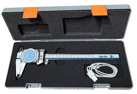 iGAGING 0-12" / 0-300mm Electronic Digital Caliper Full Color LCD Display with Real Time Dial Movement, IP67 Protective Rating in storage case
